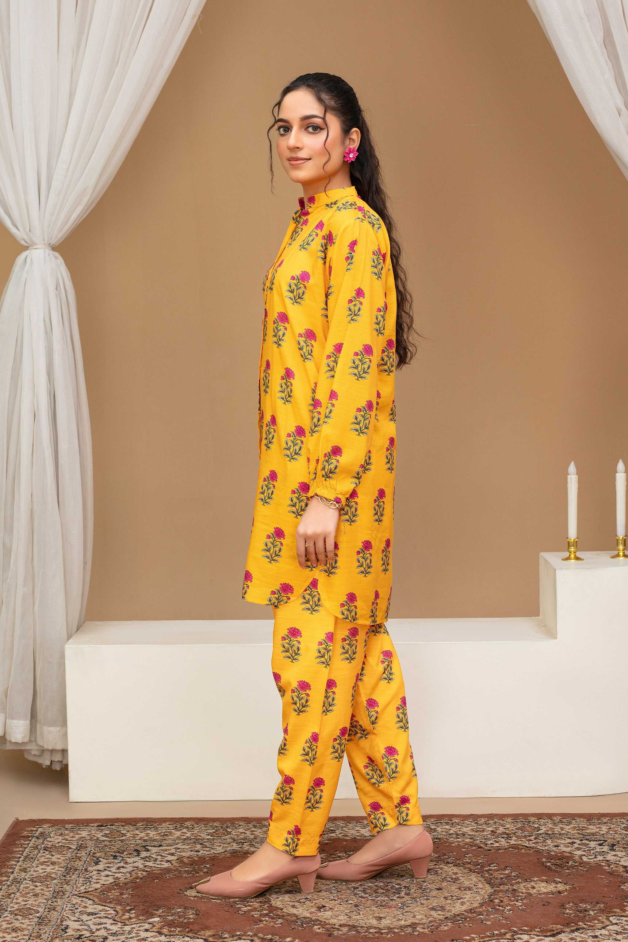 2 Piece Ready To Wear Yellow Viscose Suit - ZN-12 - ZAINOOR