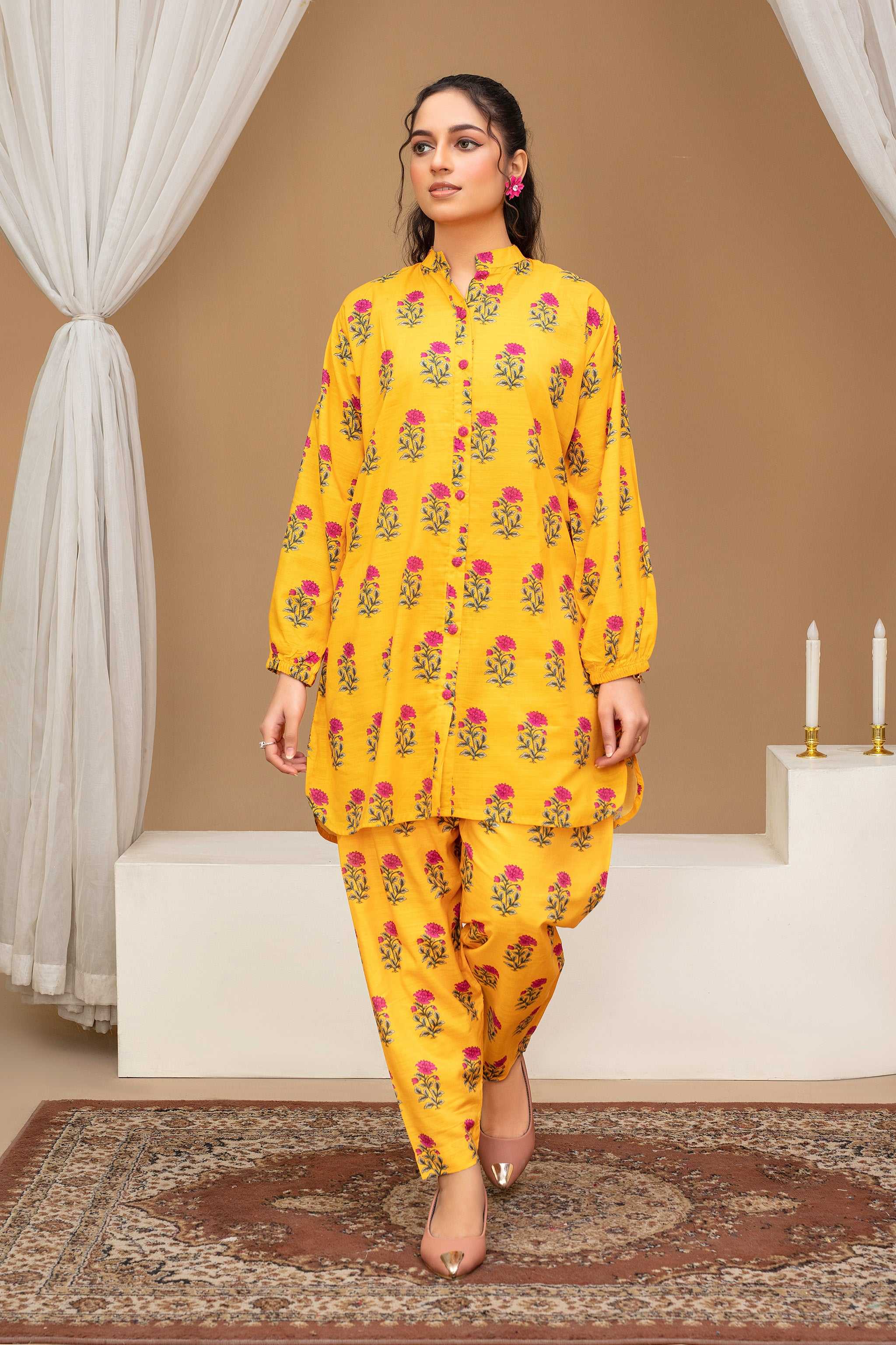 2 Piece Ready To Wear Yellow Viscose Suit - ZN-12 - ZAINOOR Main image
