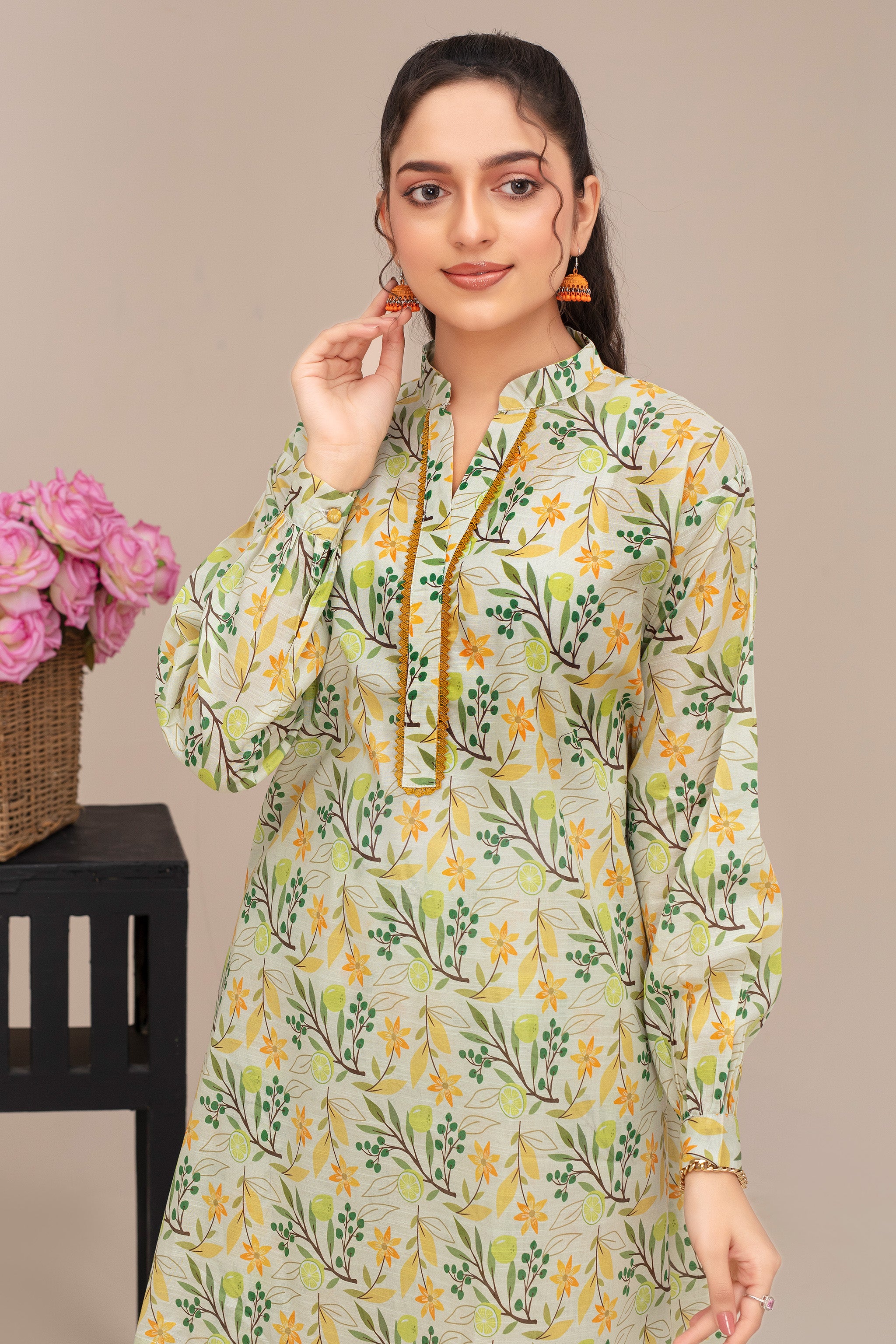2 Piece Ready To Wear Floral Green Lawn Suit - ZN-30 - ZAINOOR
