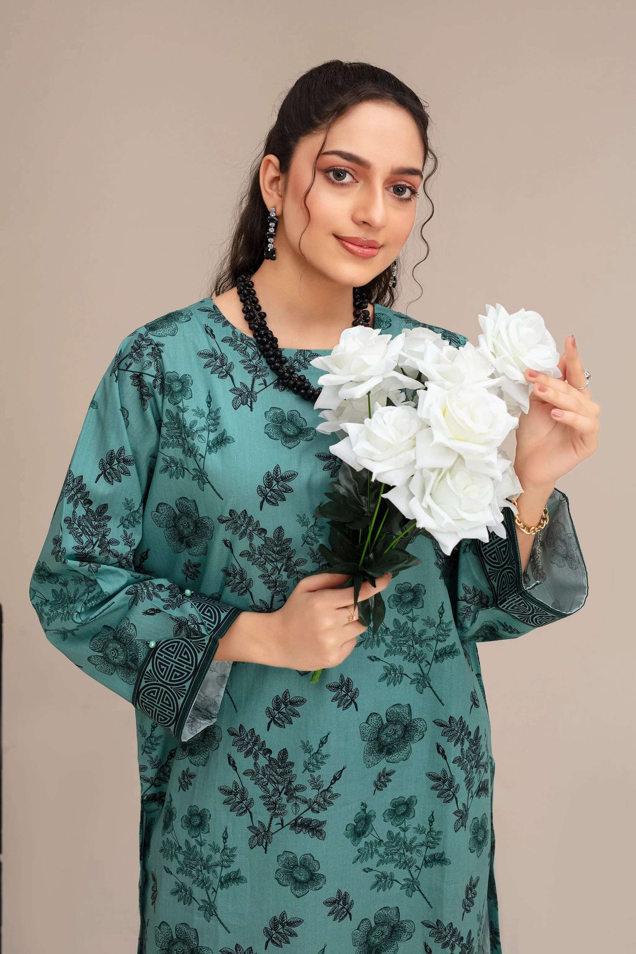 2 Piece Ready To Wear Teal Cotton Suit Secondary image