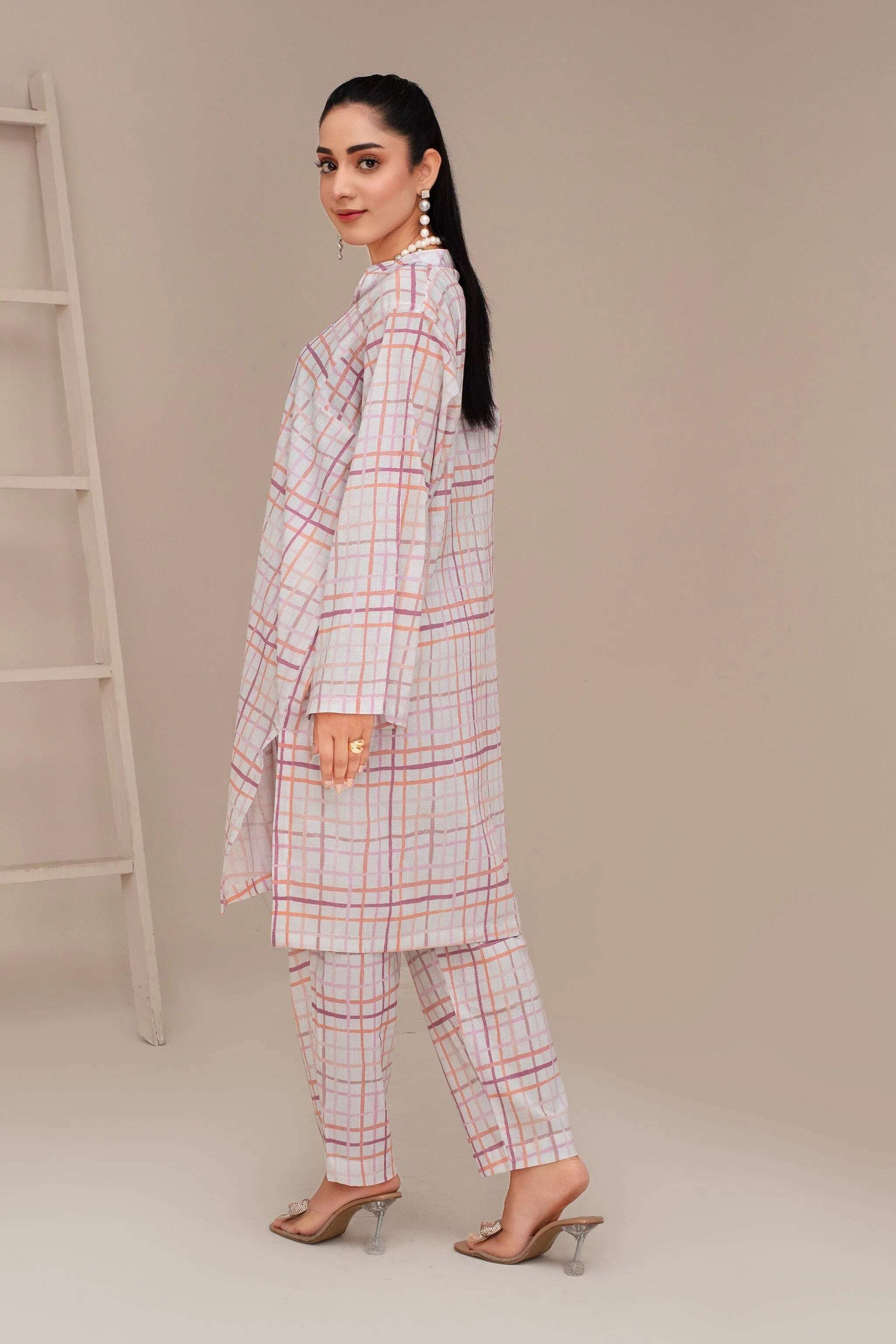 "2 Piece Ready To Wear White Seersucker Suit - ZN-49 - ZAINOOR"