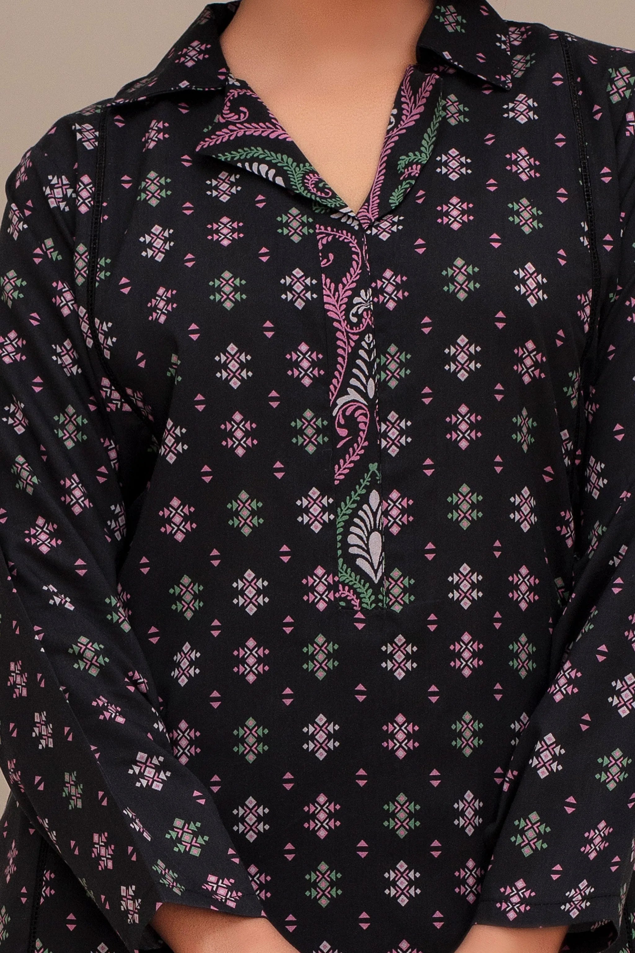 "2 Piece Ready To Wear Black Cross Cotton Suit - ZN-120 - ZAINOOR"