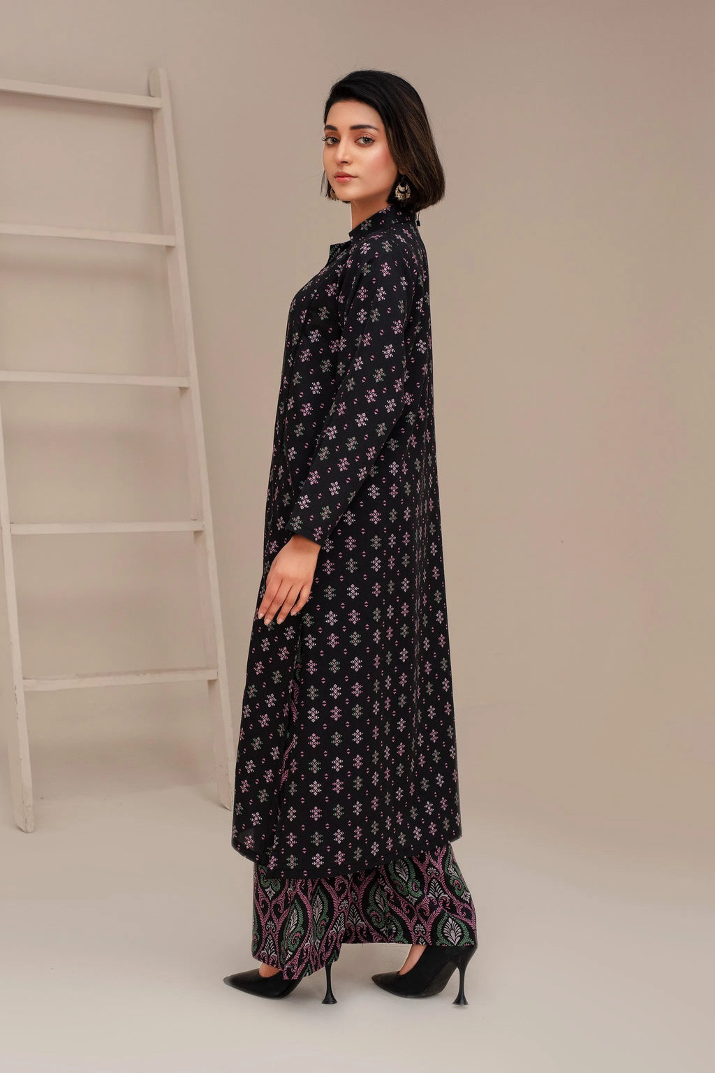 "2 Piece Ready To Wear Black Cross Cotton Suit - ZN-120 - ZAINOOR"