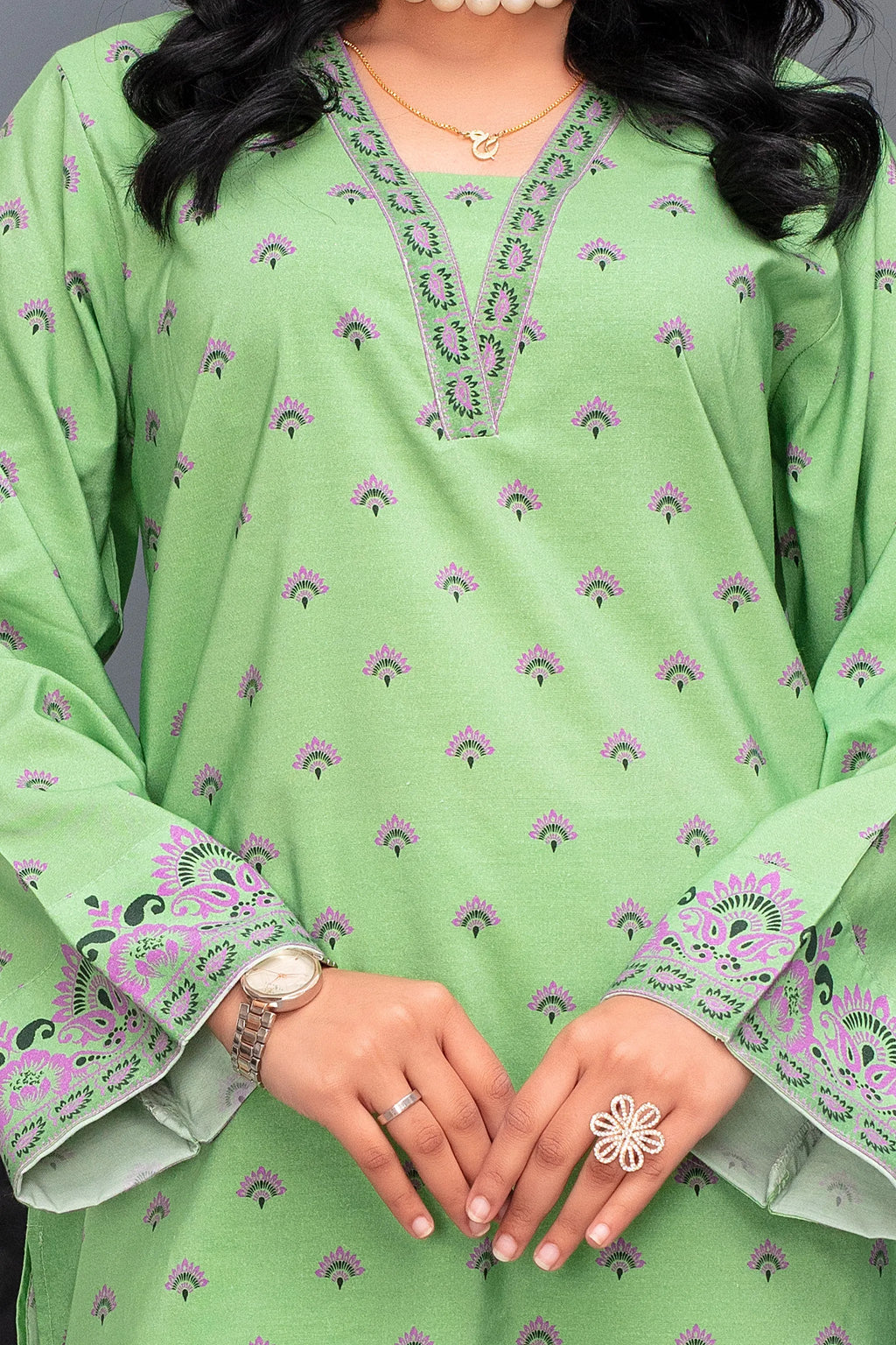 "2 Piece Ready To Wear Green Viscose Suit - ZN-97 - ZAINOOR"
