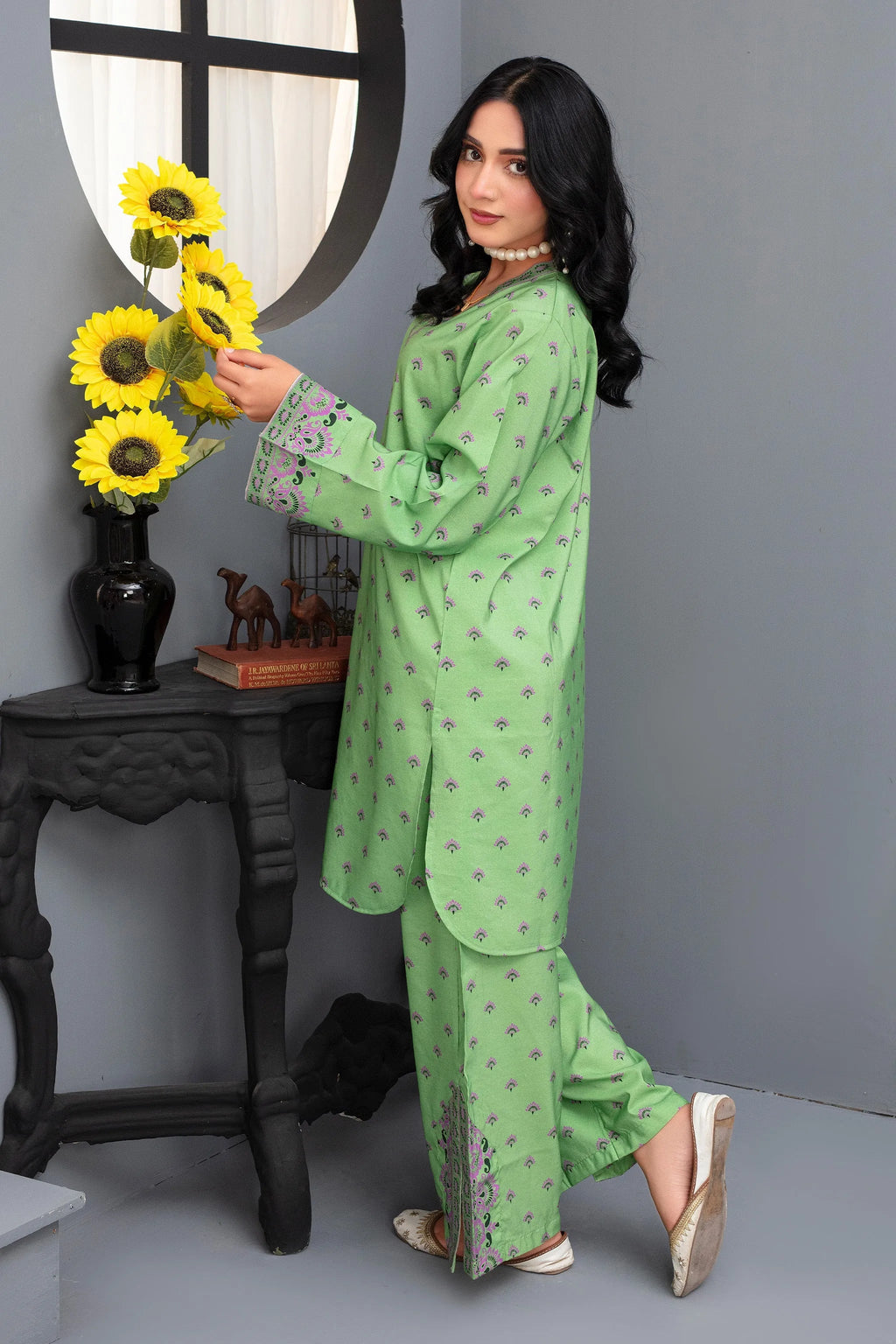 "2 Piece Ready To Wear Green Viscose Suit - ZN-97 - ZAINOOR"